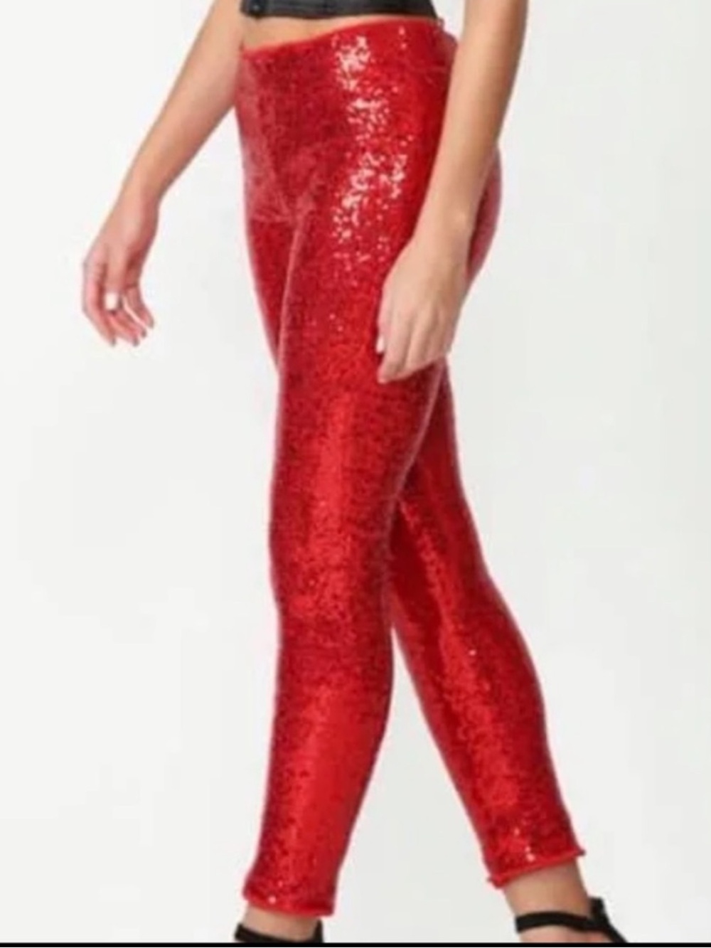 A.Gain Red Sequin Leggings